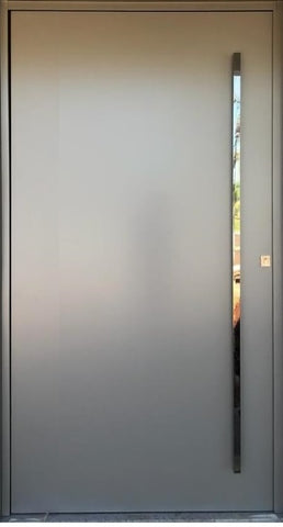Porta de Entrada Pivotante Lisse 80mm Cinza com Puxador Externo 2000mm Inox
