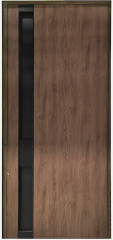 Porta de Entrada Pivotante Lisse 80mm Castanho com Puxador Embutido Preto